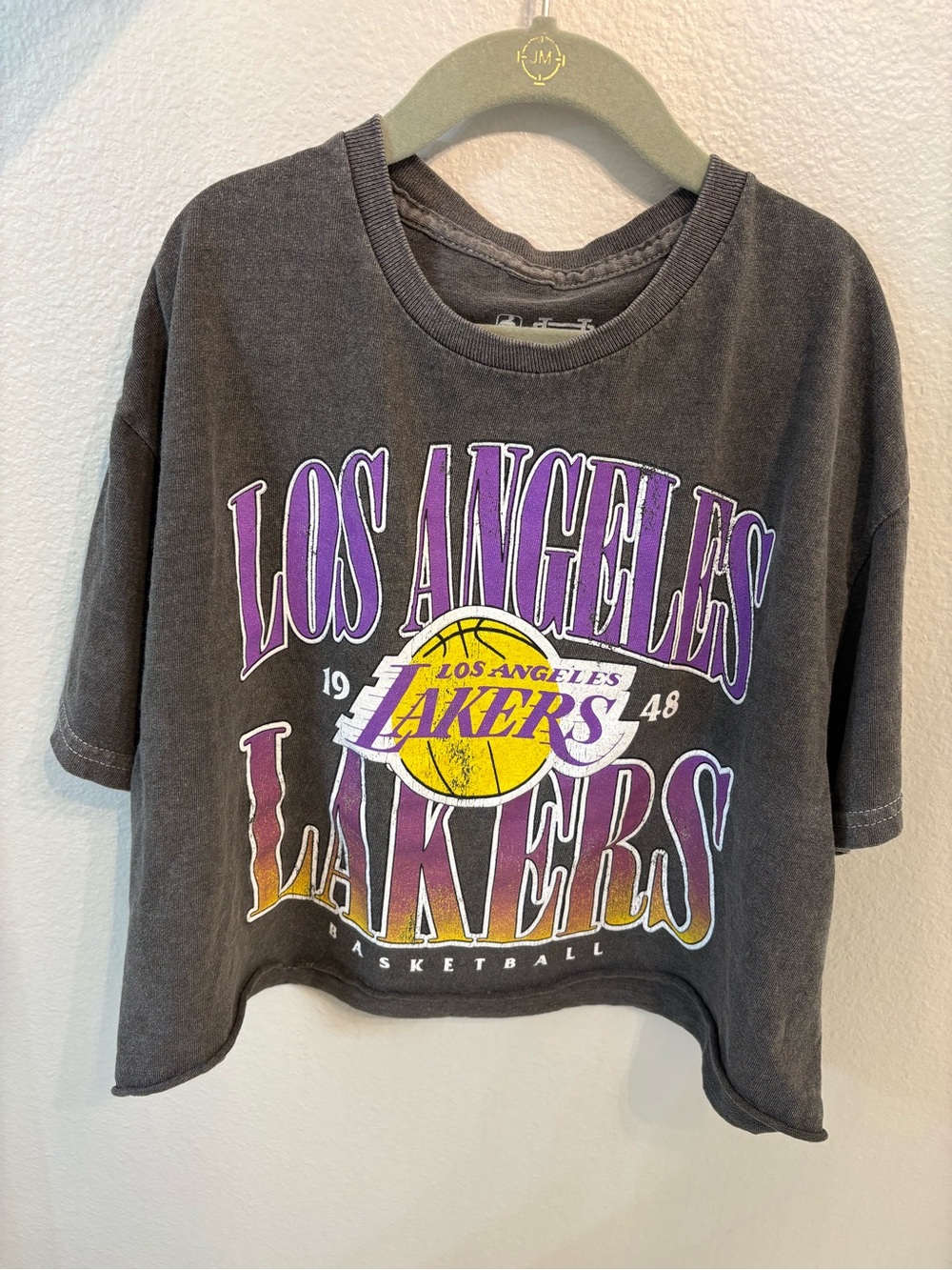 Los Angeles Lakers Cropped Graphic Tee Gray Purple Gold Forever 21 Medium NBA